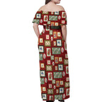 Aussie Birds Christmas La La Land Family Matching Off Shoulder Maxi Dress and Hawaiian Shirt Red Vintage Stamp Edition - Aussie Hoodie