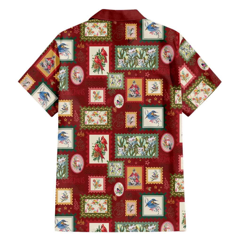 Aussie Birds Christmas La La Land Family Matching Puletasi and Hawaiian Shirt Red Vintage Stamp Edition - Aussie Hoodie