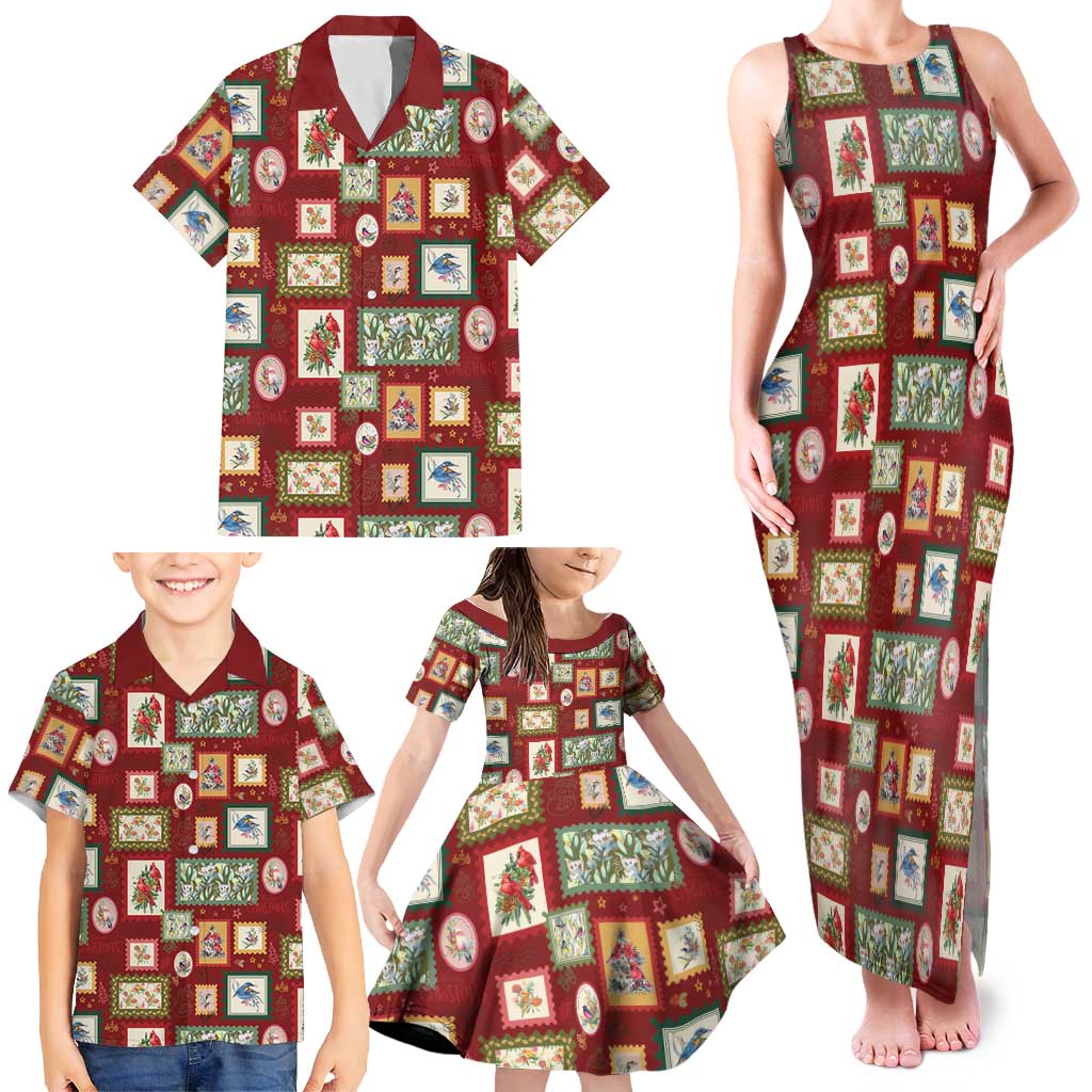 Aussie Birds Christmas La La Land Family Matching Tank Maxi Dress and Hawaiian Shirt Red Vintage Stamp Edition - Aussie Hoodie