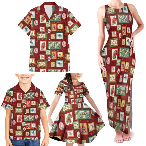 Aussie Birds Christmas La La Land Family Matching Tank Maxi Dress and Hawaiian Shirt Red Vintage Stamp Edition - Aussie Hoodie