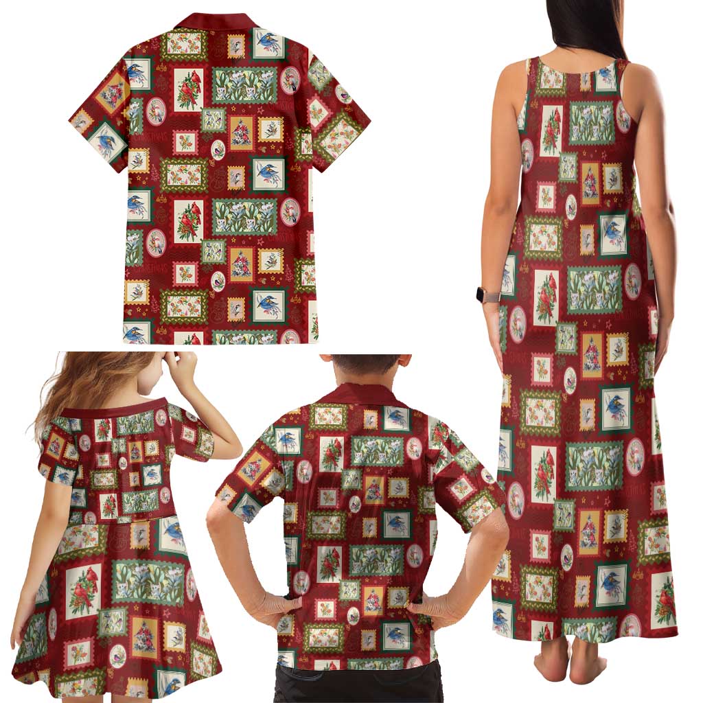 Aussie Birds Christmas La La Land Family Matching Tank Maxi Dress and Hawaiian Shirt Red Vintage Stamp Edition - Aussie Hoodie