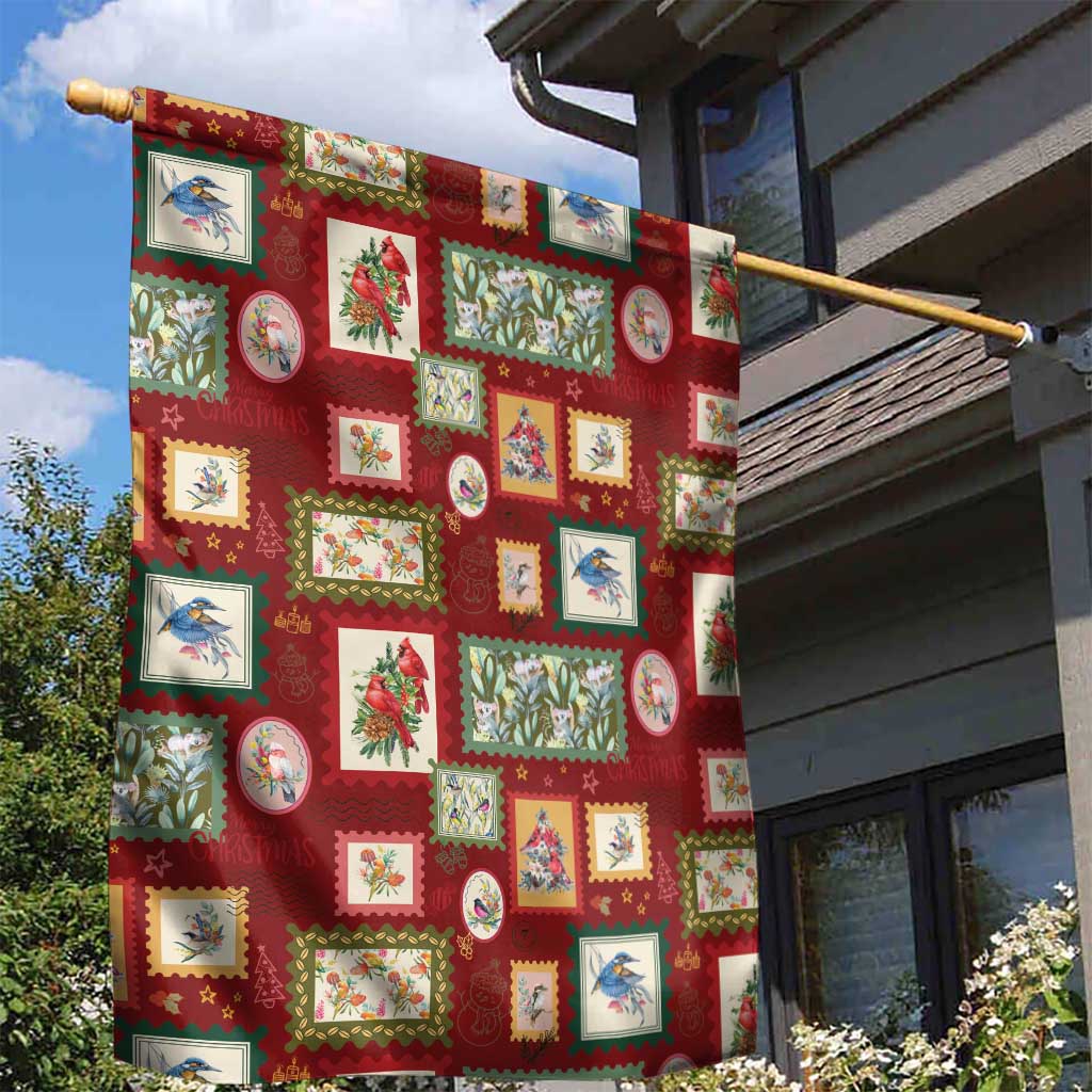 Aussie Birds Christmas La La Land Garden Flag Red Vintage Stamp Edition - Aussie Hoodie