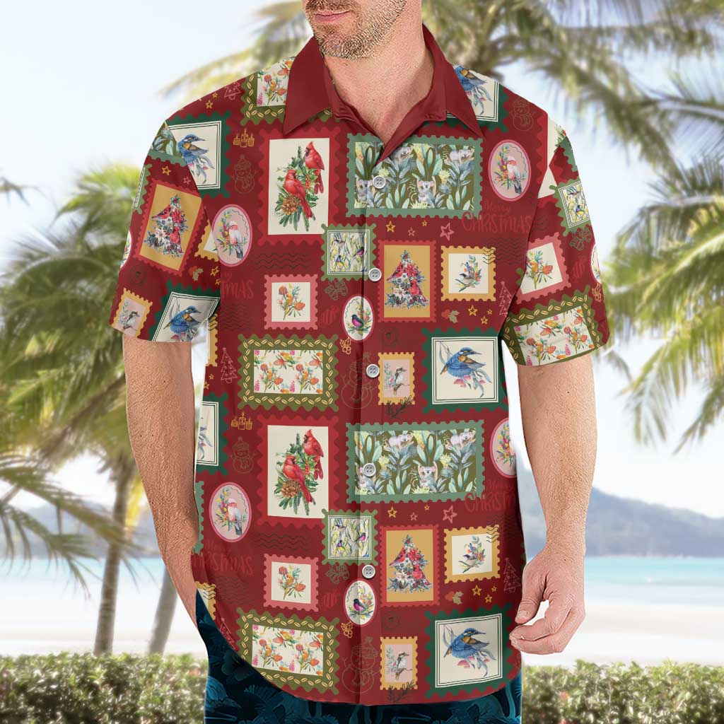 Aussie Birds Christmas La La Land Hawaiian Shirt Red Vintage Stamp Edition - Aussie Hoodie