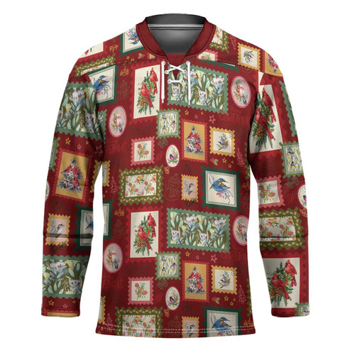 Aussie Birds Christmas La La Land Hockey Jersey Red Vintage Stamp Edition - Aussie Hoodie