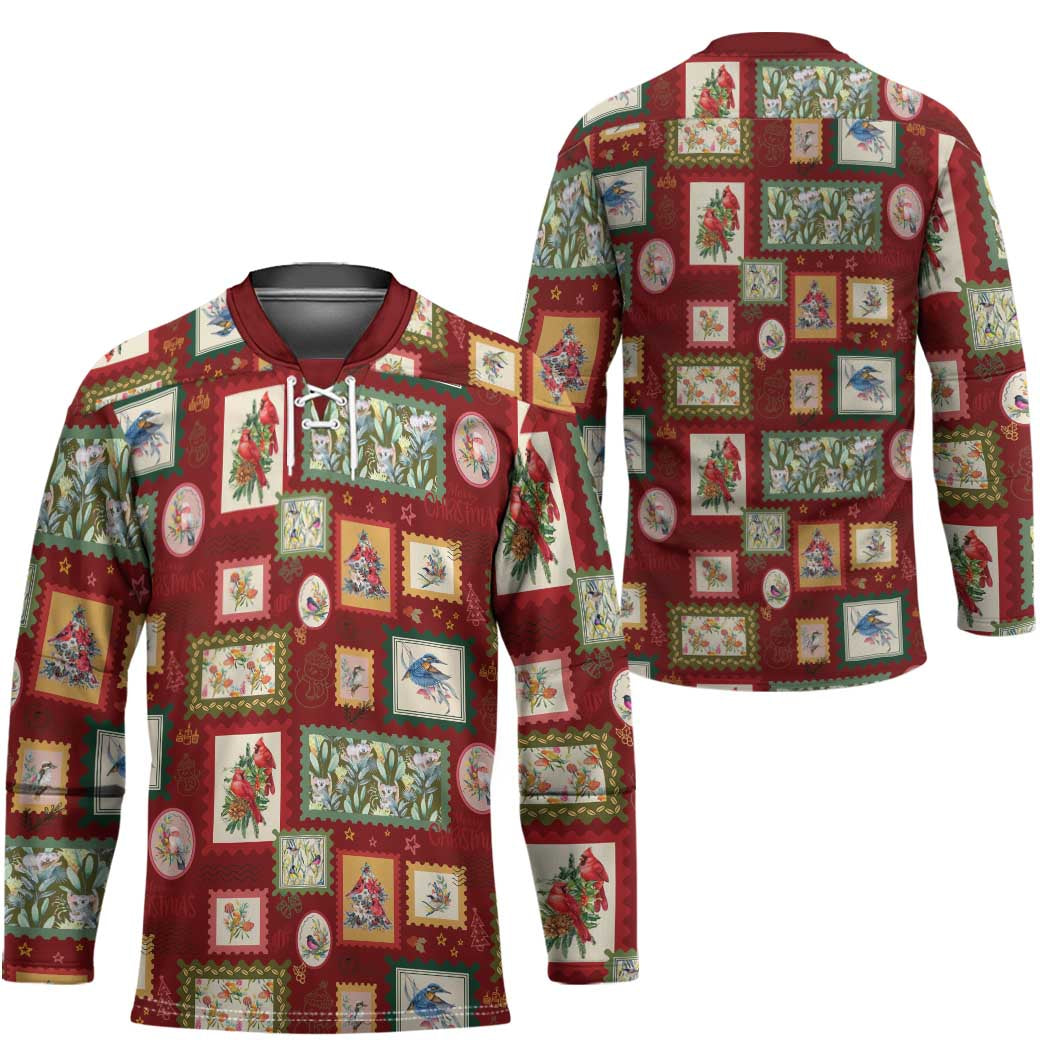 Aussie Birds Christmas La La Land Hockey Jersey Red Vintage Stamp Edition - Aussie Hoodie