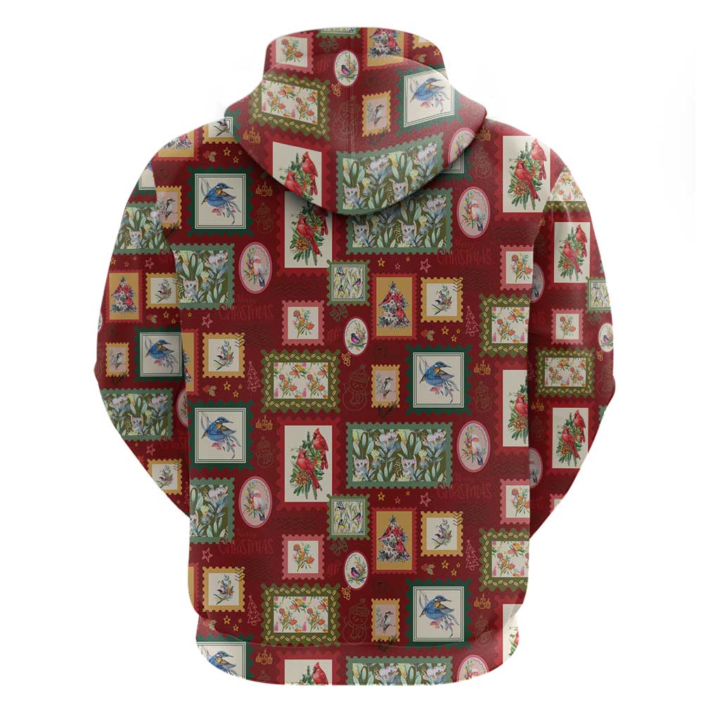 Aussie Birds Christmas La La Land Hoodie Red Vintage Stamp Edition - Aussie Hoodie