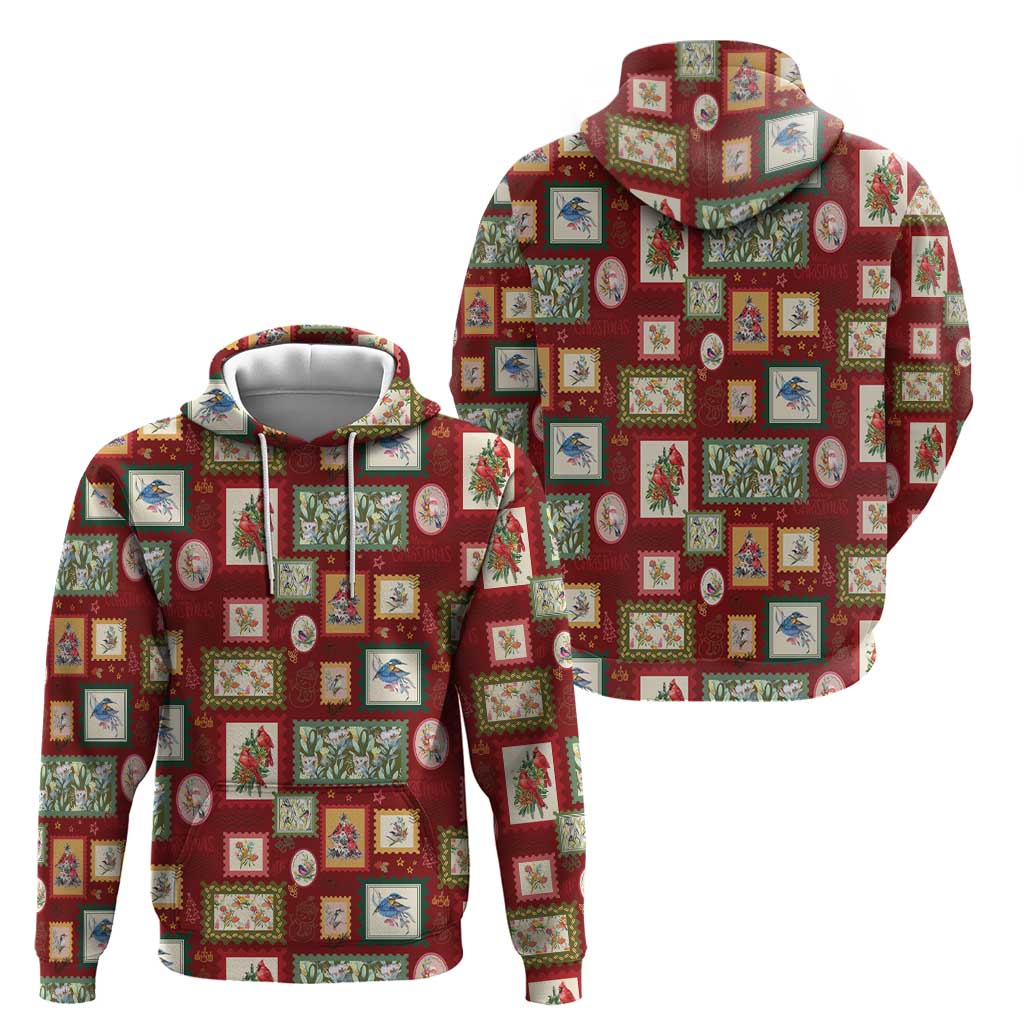 Aussie Birds Christmas La La Land Hoodie Red Vintage Stamp Edition - Aussie Hoodie
