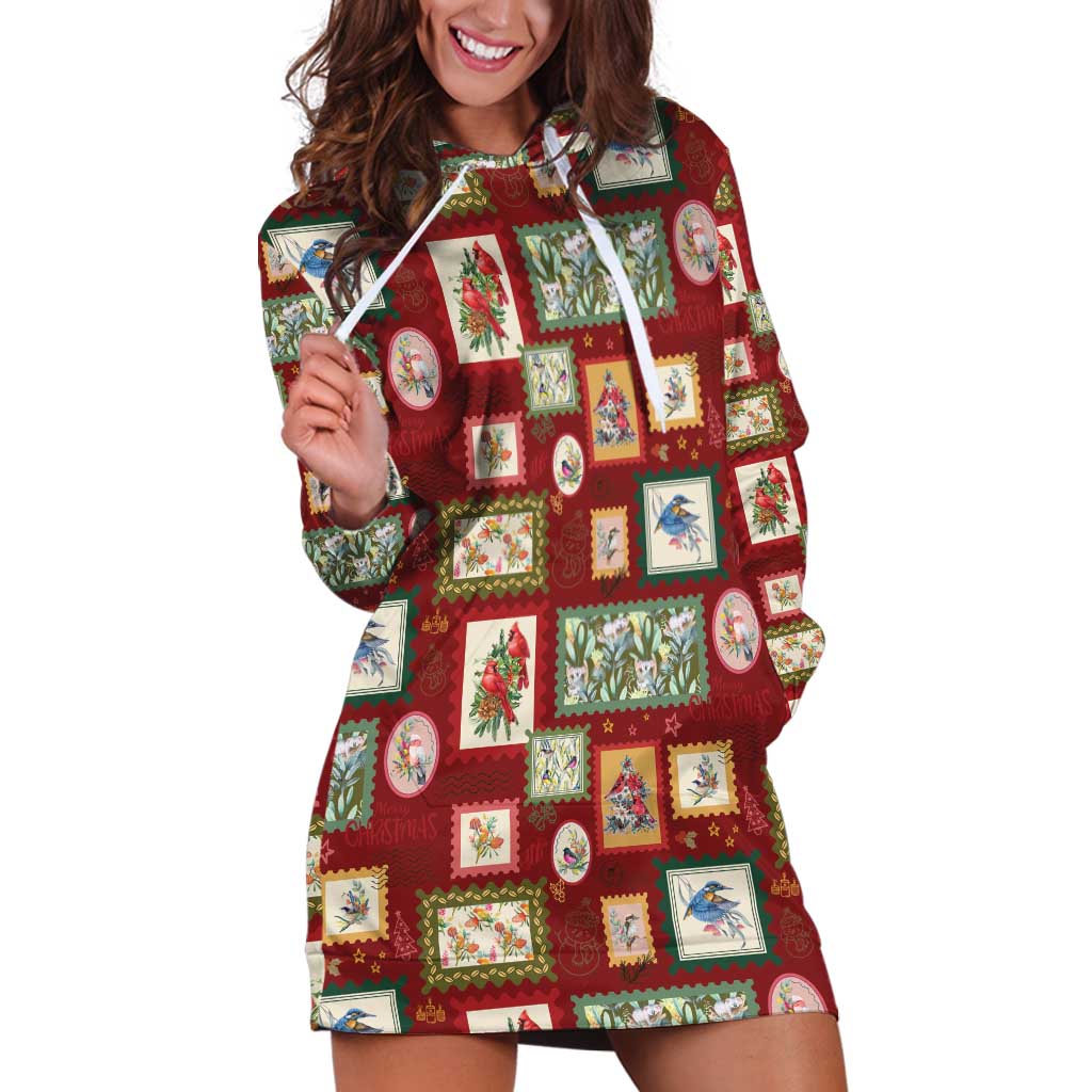 Aussie Birds Christmas La La Land Hoodie Dress Red Vintage Stamp Edition - Aussie Hoodie