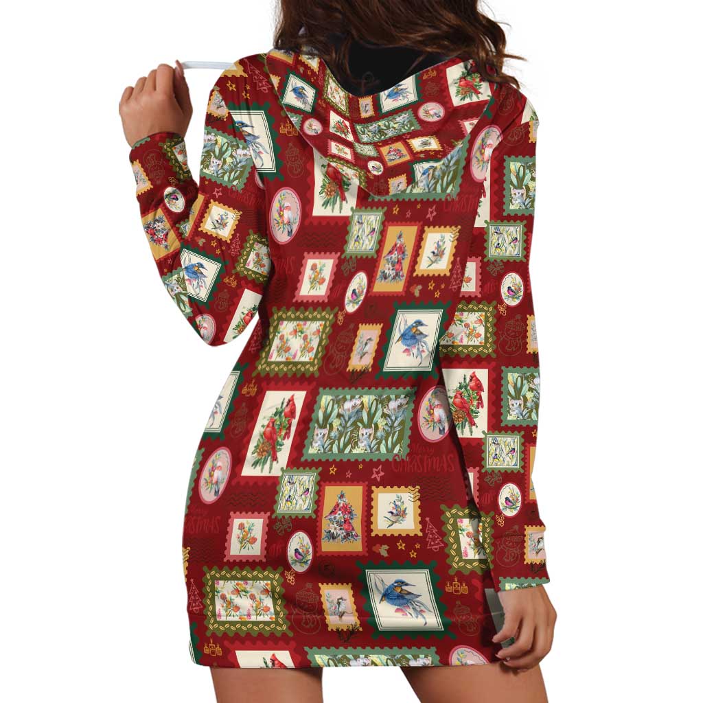 Aussie Birds Christmas La La Land Hoodie Dress Red Vintage Stamp Edition - Aussie Hoodie