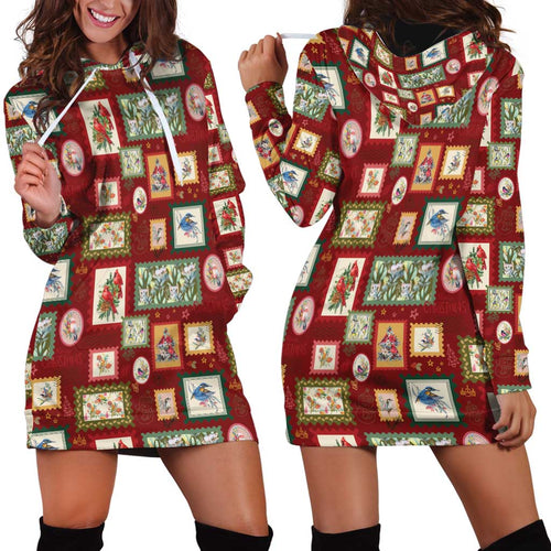 Aussie Birds Christmas La La Land Hoodie Dress Red Vintage Stamp Edition - Aussie Hoodie