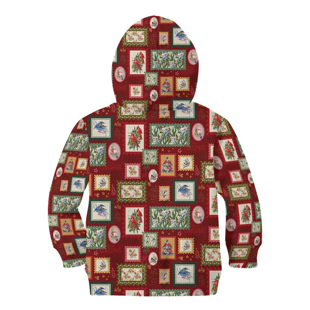 Aussie Birds Christmas La La Land Kid Hoodie Red Vintage Stamp Edition - Aussie Hoodie