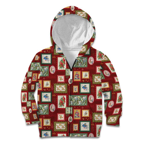 Aussie Birds Christmas La La Land Kid Hoodie Red Vintage Stamp Edition - Aussie Hoodie
