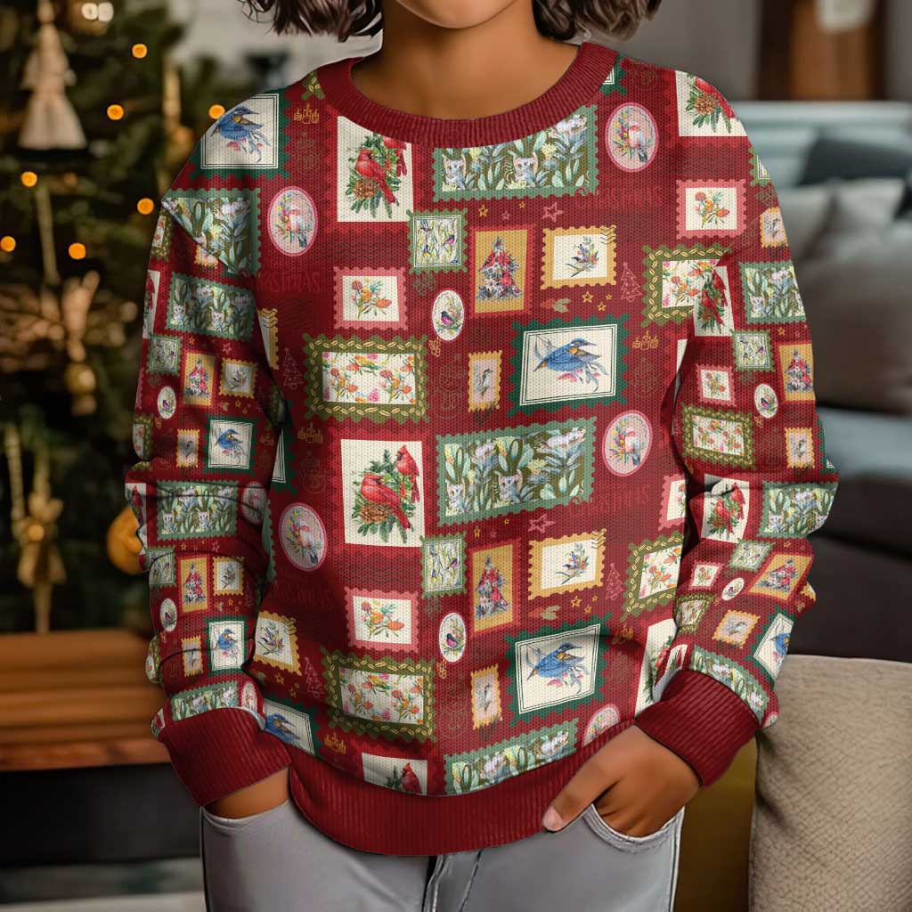 Aussie Birds Christmas La La Land Kid Ugly Christmas Sweater Red Vintage Stamp Edition - Aussie Hoodie