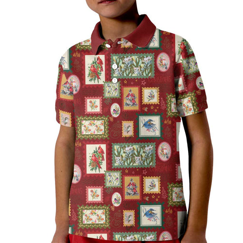 Aussie Birds Christmas La La Land Kid Polo Shirt Red Vintage Stamp Edition - Aussie Hoodie