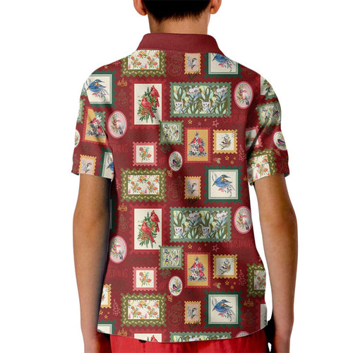 Aussie Birds Christmas La La Land Kid Polo Shirt Red Vintage Stamp Edition - Aussie Hoodie
