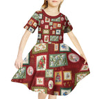 Aussie Birds Christmas La La Land Kid Short Sleeve Dress Red Vintage Stamp Edition - Aussie Hoodie