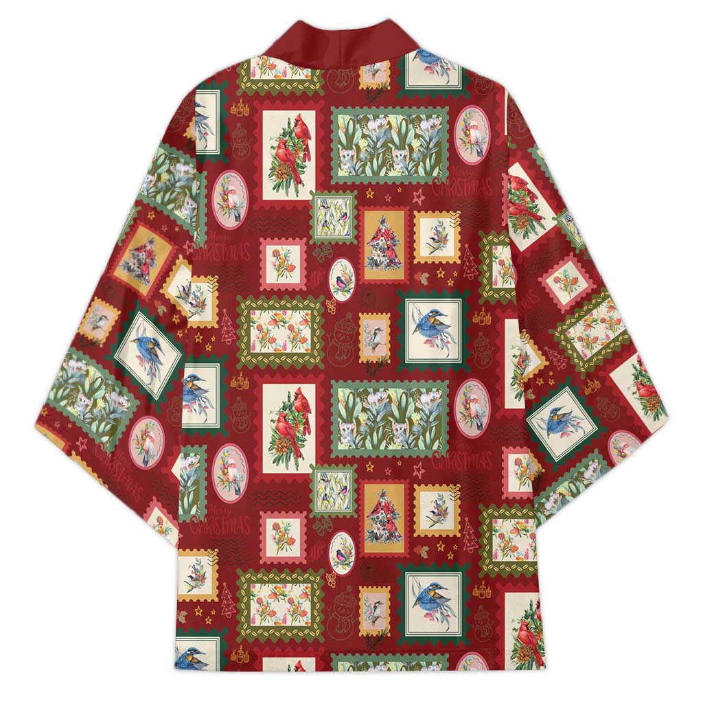 Aussie Birds Christmas La La Land Kimono Red Vintage Stamp Edition - Aussie Hoodie