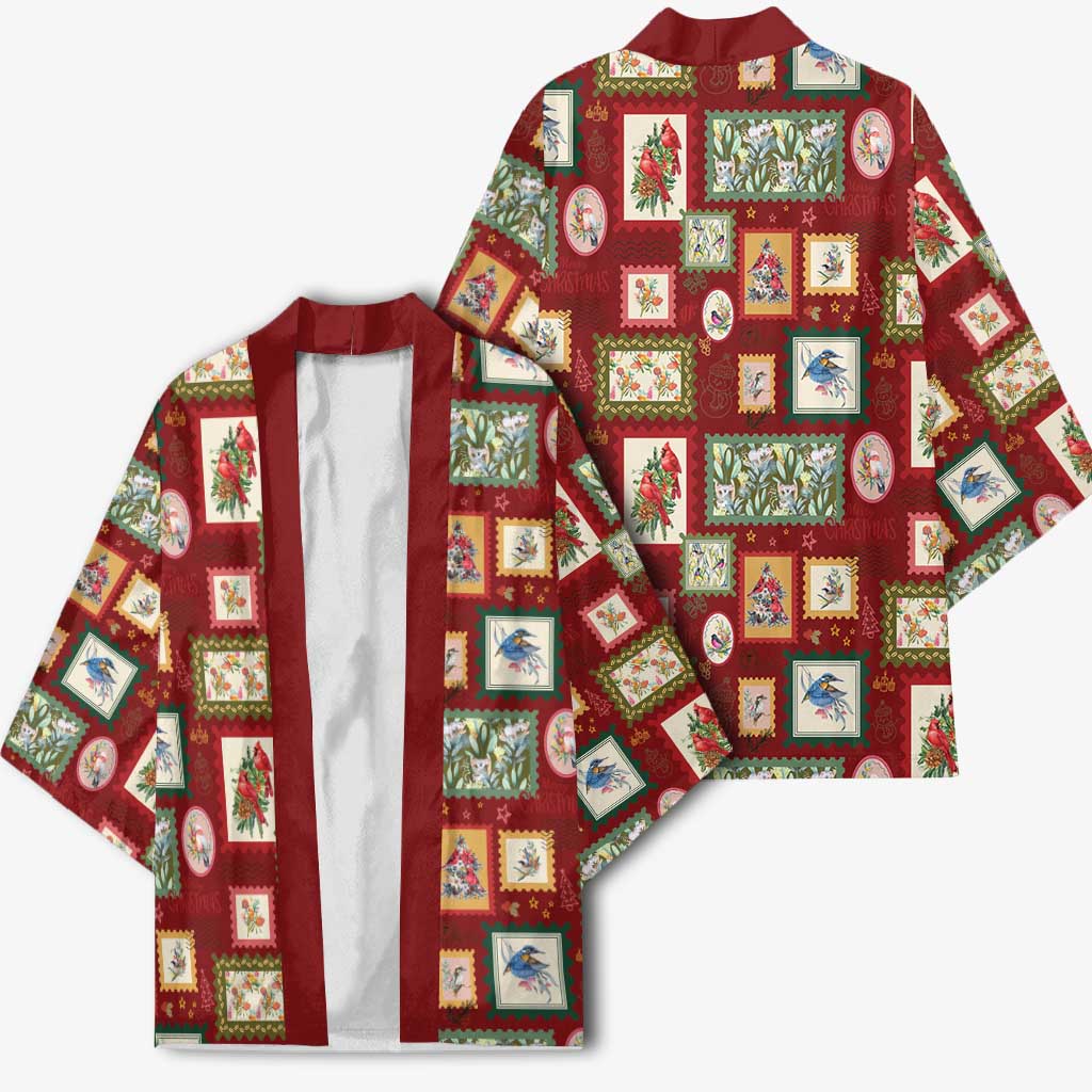Aussie Birds Christmas La La Land Kimono Red Vintage Stamp Edition - Aussie Hoodie