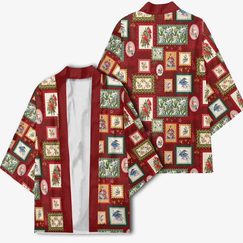 Aussie Birds Christmas La La Land Kimono Red Vintage Stamp Edition - Aussie Hoodie