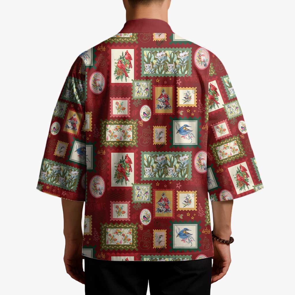 Aussie Birds Christmas La La Land Kimono Red Vintage Stamp Edition - Aussie Hoodie