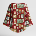 Aussie Birds Christmas La La Land Kimono Sleeve Blouse Red Vintage Stamp Edition - Aussie Hoodie