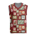 Aussie Birds Christmas La La Land Christmas Knitted V-Neck Vest Red Vintage Stamp Edition - Aussie Hoodie