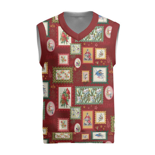Aussie Birds Christmas La La Land Christmas Knitted V-Neck Vest Red Vintage Stamp Edition - Aussie Hoodie