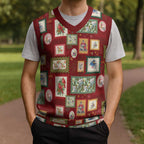 Aussie Birds Christmas La La Land Christmas Knitted V-Neck Vest Red Vintage Stamp Edition - Aussie Hoodie
