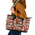 Aussie Birds Christmas La La Land Leather Tote Bag Red Vintage Stamp Edition - Aussie Hoodie