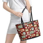 Aussie Birds Christmas La La Land Leather Tote Bag Red Vintage Stamp Edition - Aussie Hoodie