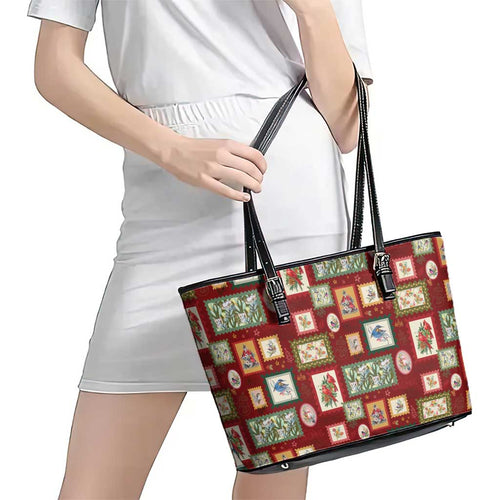 Aussie Birds Christmas La La Land Leather Tote Bag Red Vintage Stamp Edition - Aussie Hoodie