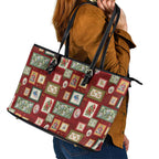 Aussie Birds Christmas La La Land Leather Tote Bag Red Vintage Stamp Edition - Aussie Hoodie