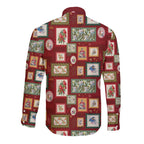 Aussie Birds Christmas La La Land Long Sleeve Button Shirt Red Vintage Stamp Edition - Aussie Hoodie