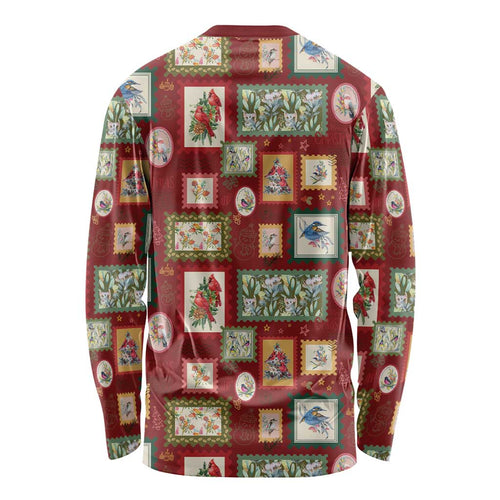 Aussie Birds Christmas La La Land Long Sleeve Shirt Red Vintage Stamp Edition - Aussie Hoodie