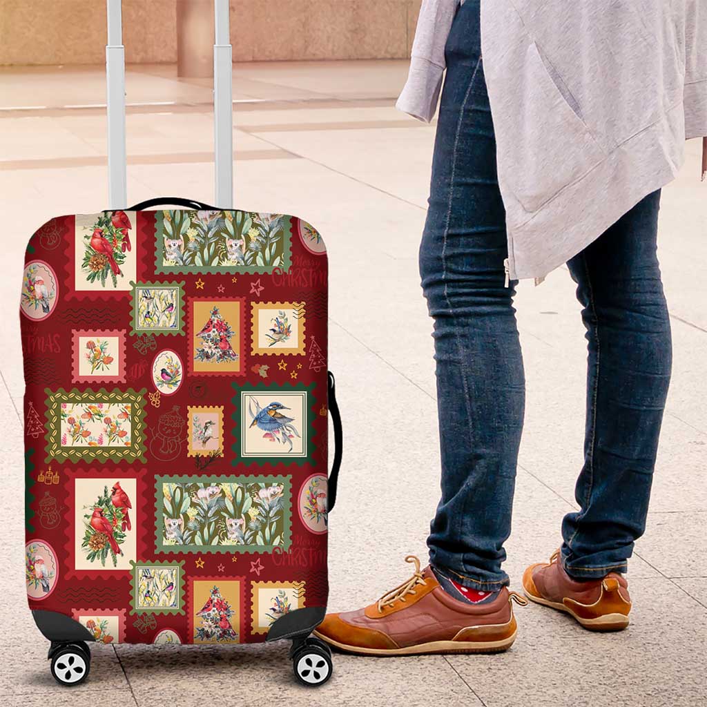 Aussie Birds Christmas La La Land Luggage Cover Red Vintage Stamp Edition - Aussie Hoodie