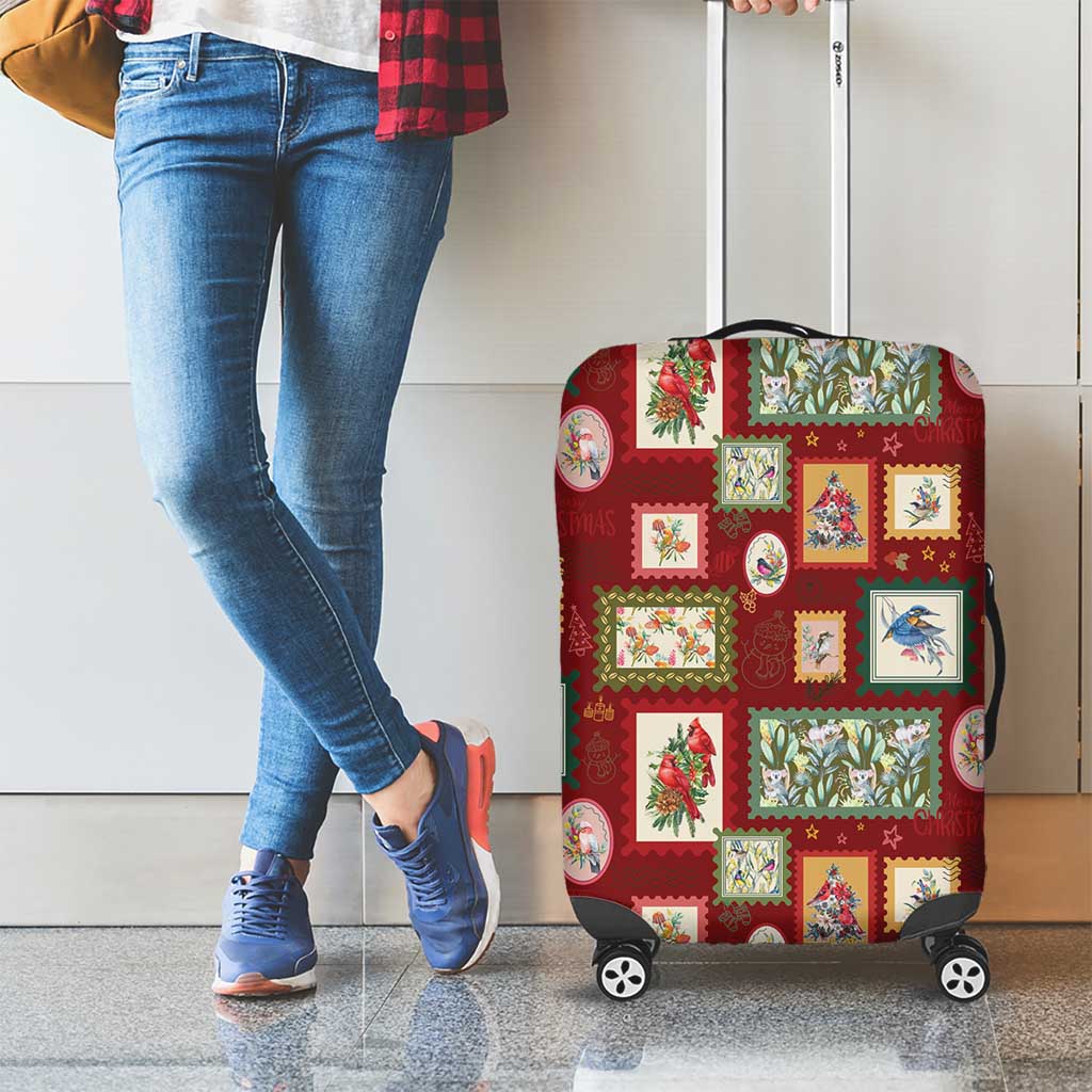 Aussie Birds Christmas La La Land Luggage Cover Red Vintage Stamp Edition - Aussie Hoodie