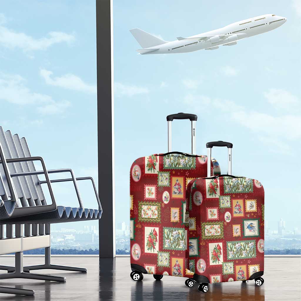 Aussie Birds Christmas La La Land Luggage Cover Red Vintage Stamp Edition - Aussie Hoodie
