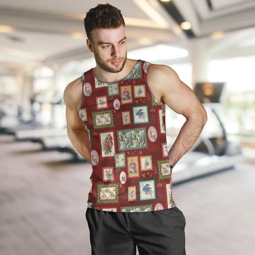 Aussie Birds Christmas La La Land Men Tank Top Red Vintage Stamp Edition - Aussie Hoodie