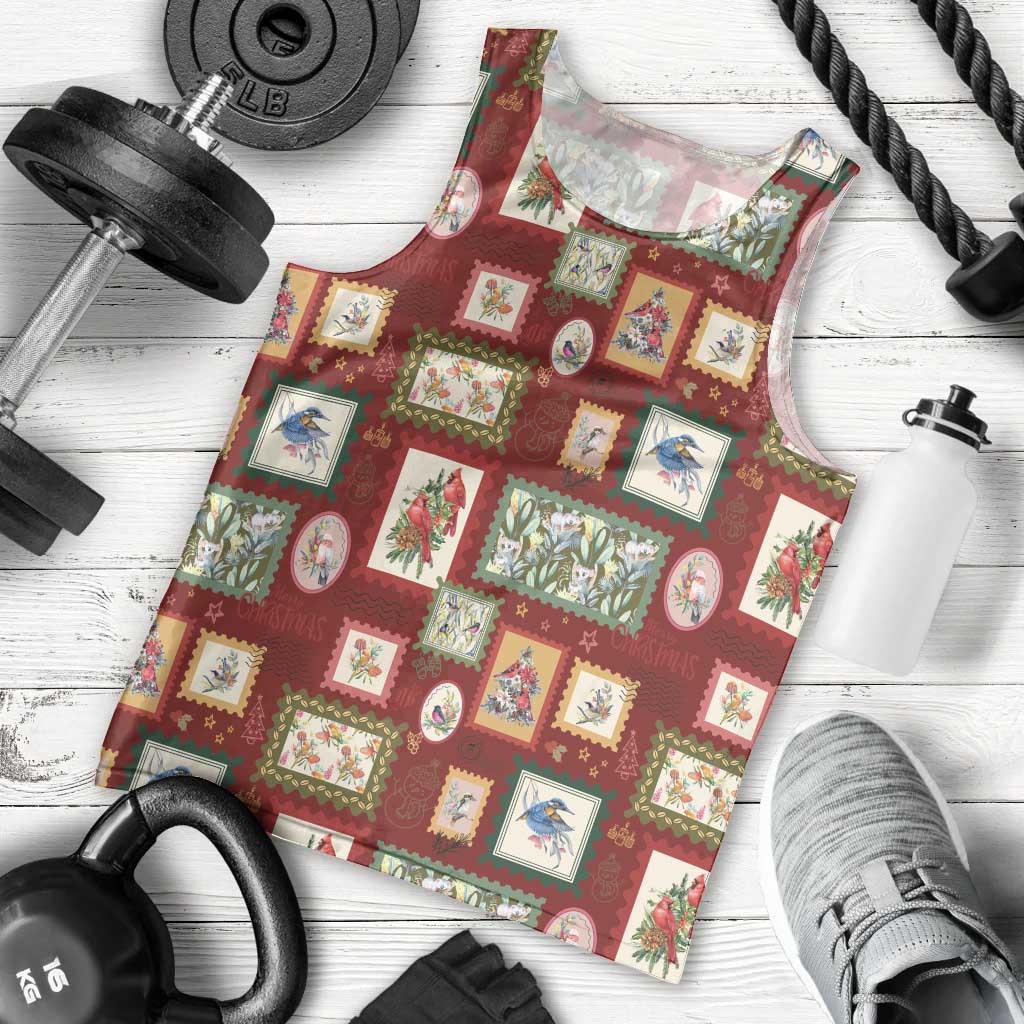 Aussie Birds Christmas La La Land Men Tank Top Red Vintage Stamp Edition - Aussie Hoodie
