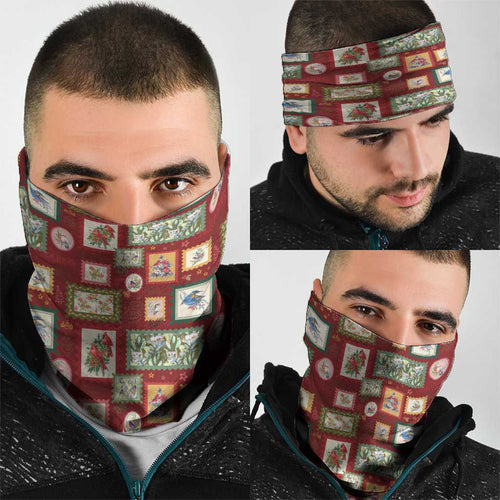 Aussie Birds Christmas La La Land Neck Gaiter Red Vintage Stamp Edition - Aussie Hoodie