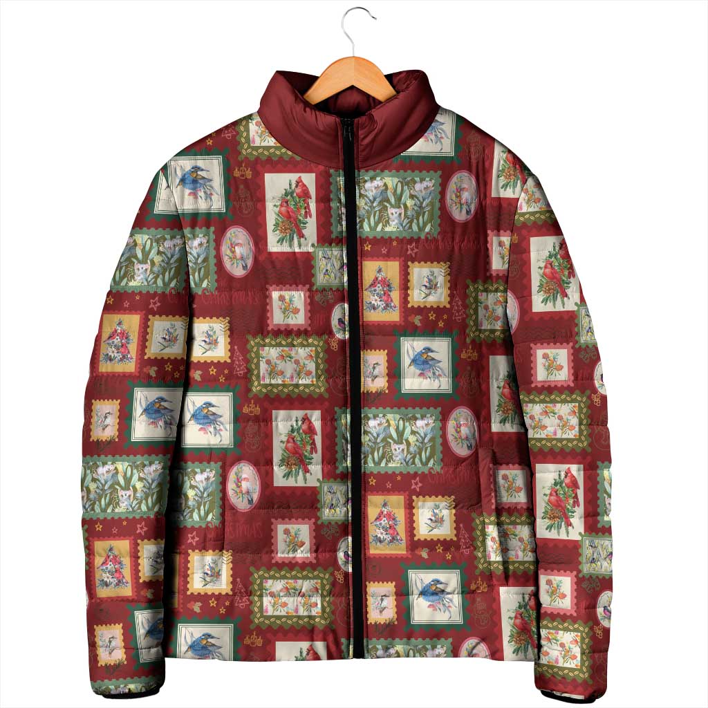Aussie Birds Christmas La La Land Padded Jacket Red Vintage Stamp Edition - Aussie Hoodie