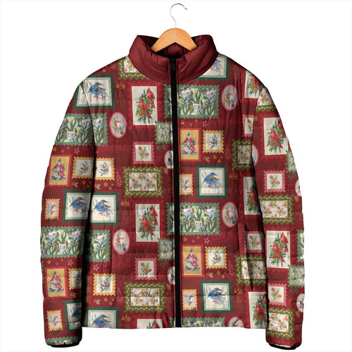 Aussie Birds Christmas La La Land Padded Jacket Red Vintage Stamp Edition - Aussie Hoodie