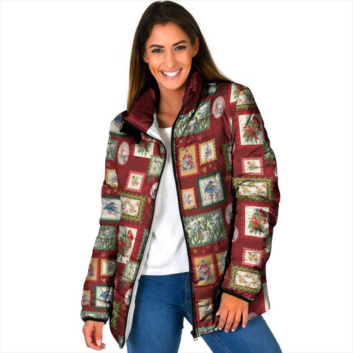 Aussie Birds Christmas La La Land Padded Jacket Red Vintage Stamp Edition - Aussie Hoodie