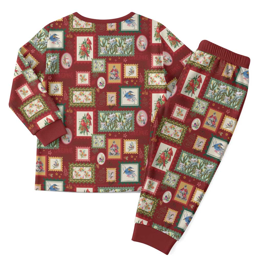 Aussie Birds Christmas La La Land Christmas Pajama Set Red Vintage Stamp Edition - Aussie Hoodie