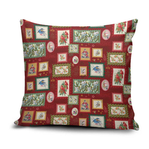 Aussie Birds Christmas La La Land Pillow Cover Red Vintage Stamp Edition - Aussie Hoodie