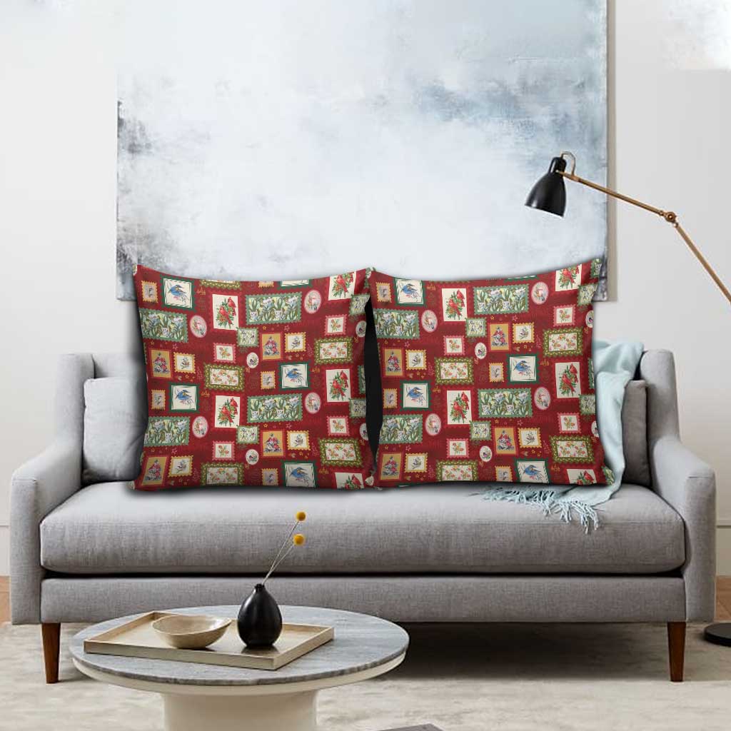 Aussie Birds Christmas La La Land Pillow Cover Red Vintage Stamp Edition - Aussie Hoodie