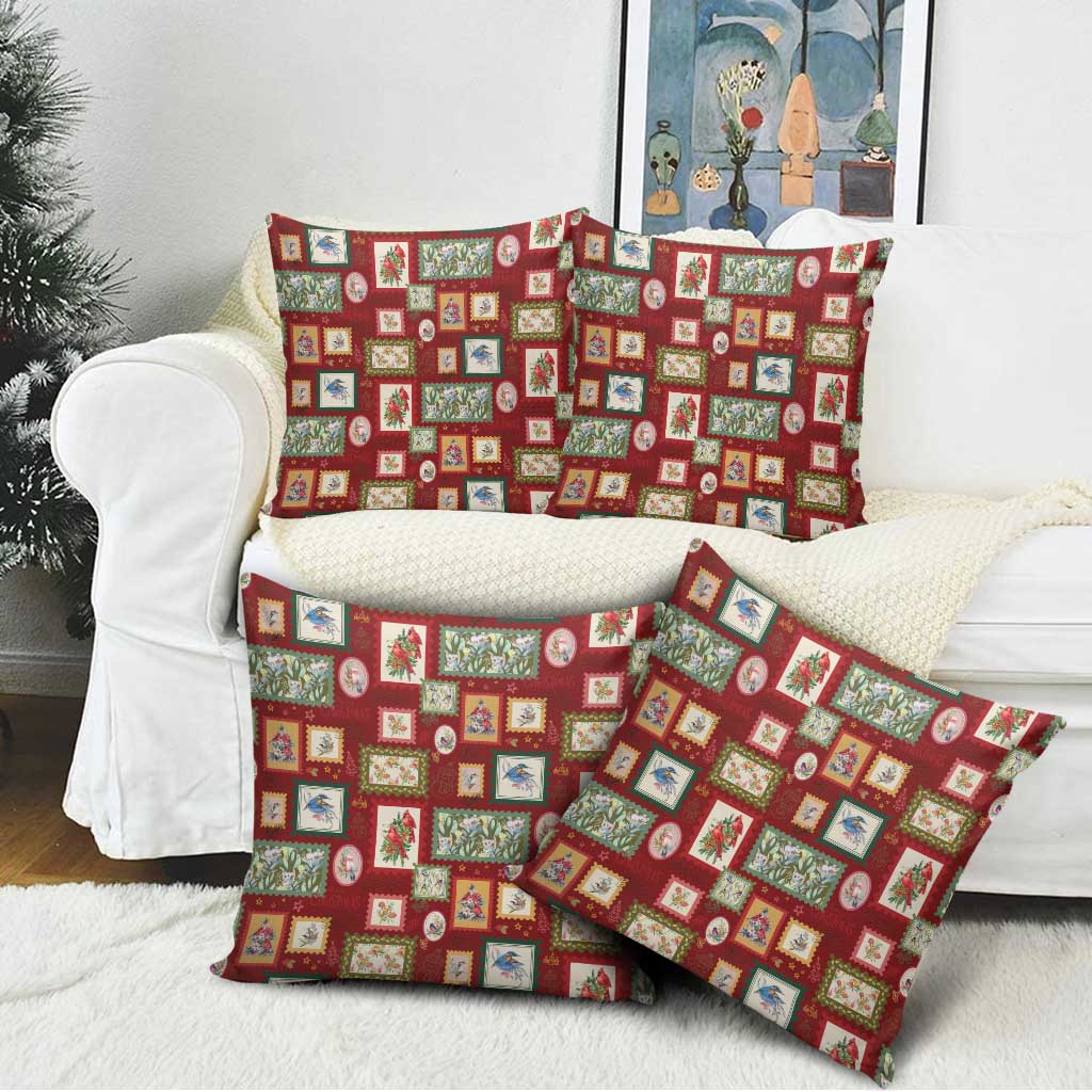 Aussie Birds Christmas La La Land Pillow Cover Red Vintage Stamp Edition - Aussie Hoodie