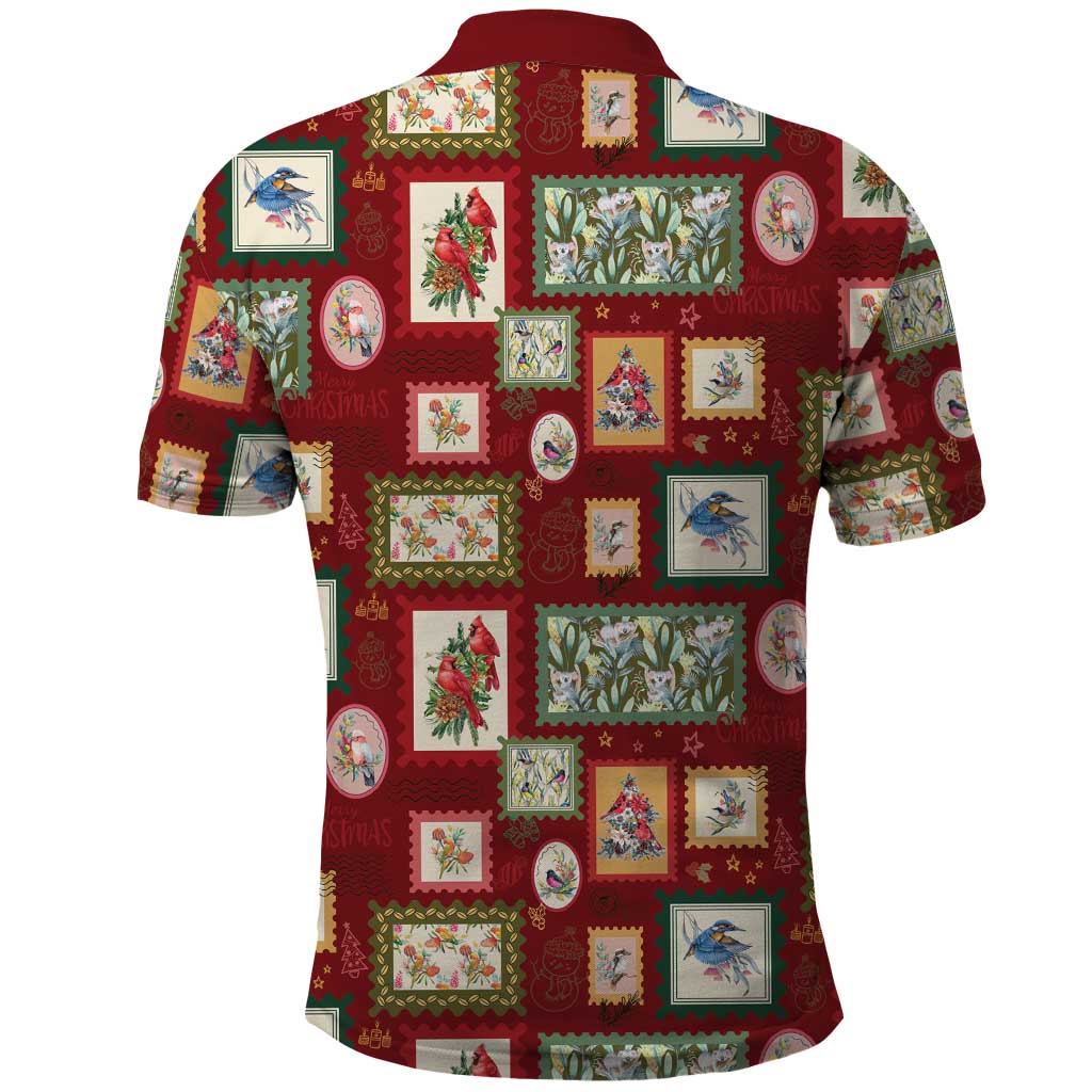 Aussie Birds Christmas La La Land Polo Shirt Red Vintage Stamp Edition - Aussie Hoodie