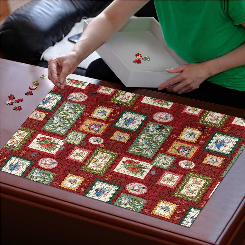 Aussie Birds Christmas La La Land Puzzle Red Vintage Stamp Edition - Aussie Hoodie