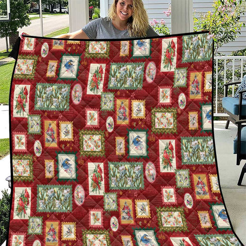 Aussie Birds Christmas La La Land Quilt Red Vintage Stamp Edition - Aussie Hoodie